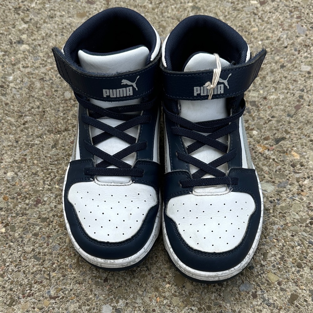 Puma Boys High Top Sneakers - Navy and White